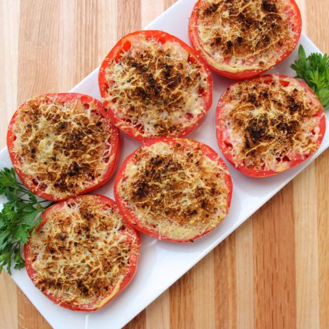 broiled tomato with parmigiana cheese