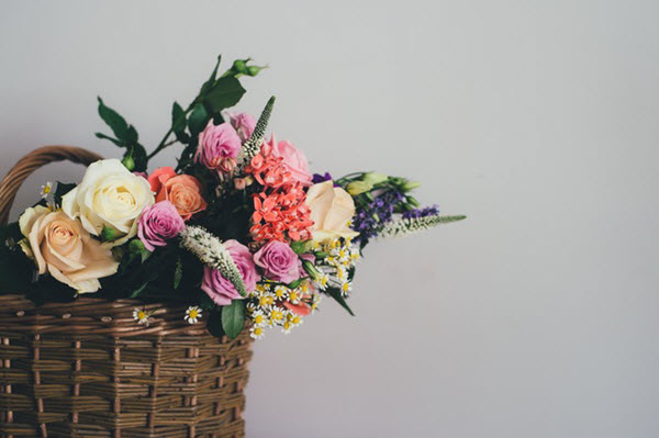 basket of colorful flowers