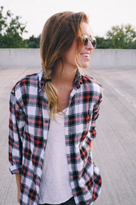 white tshirt with flannel