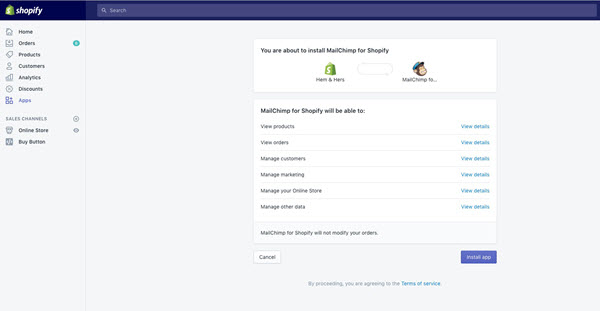 mailchimp for shopify