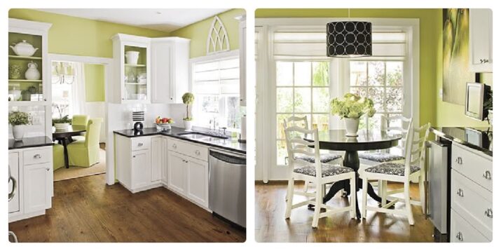 ceiling as white and paint two walls of the kitchen light green