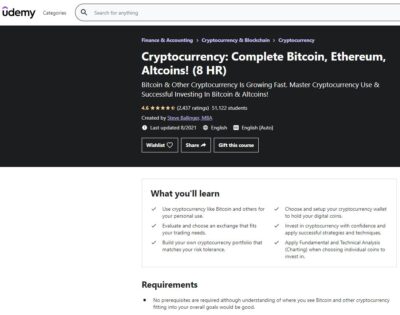 Cryptocurrency: Complete Bitcoin, Ethereum, Altcoins