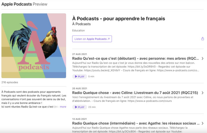 À PODCASTS: POUR APPRENDRE LE FRANÇAIS