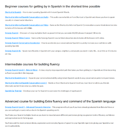 The Structure of the Synergy Spanish
