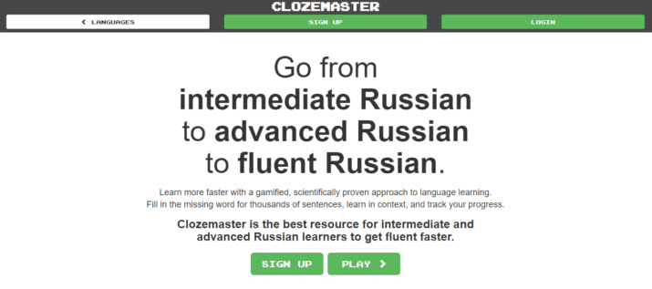 Clozemaster to learn Russian