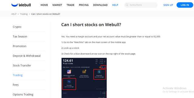 how to short a stock on webull