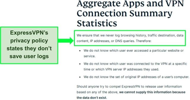 ExpressVPN never keep logs