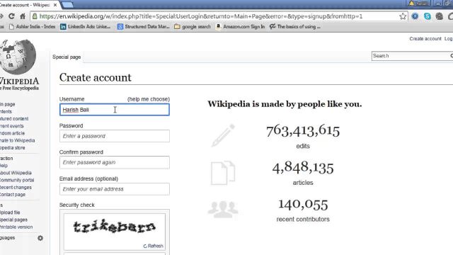 Creation of Wikipedia Account