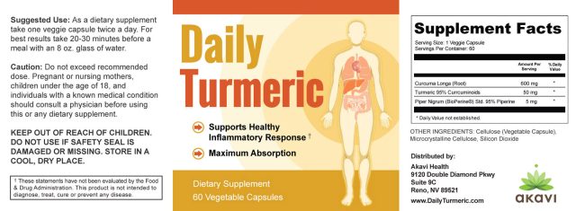 Daily Turmeric Supplemental Facts