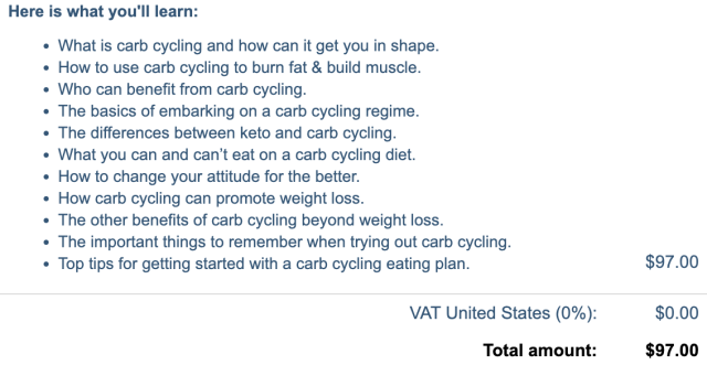 carb cycling pricing