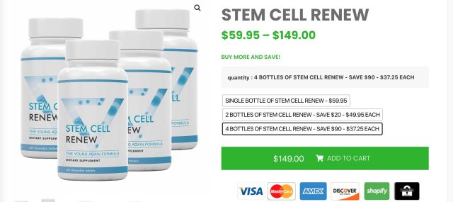 stem cell renew pricing