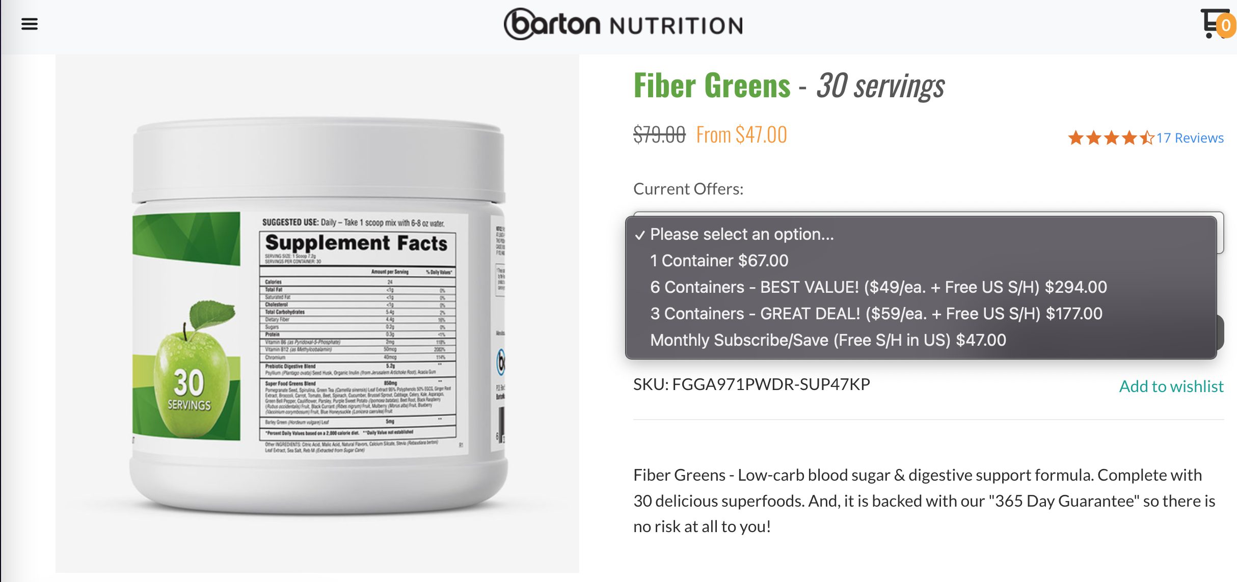 fibergreens pricing