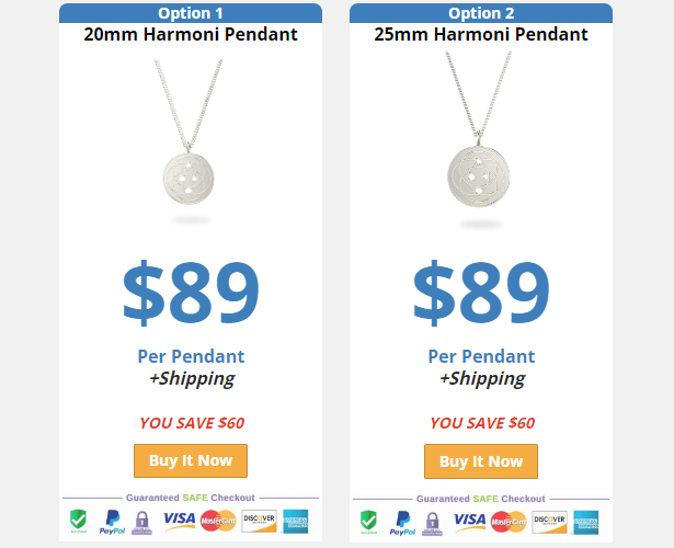 harmoni pendants pricing