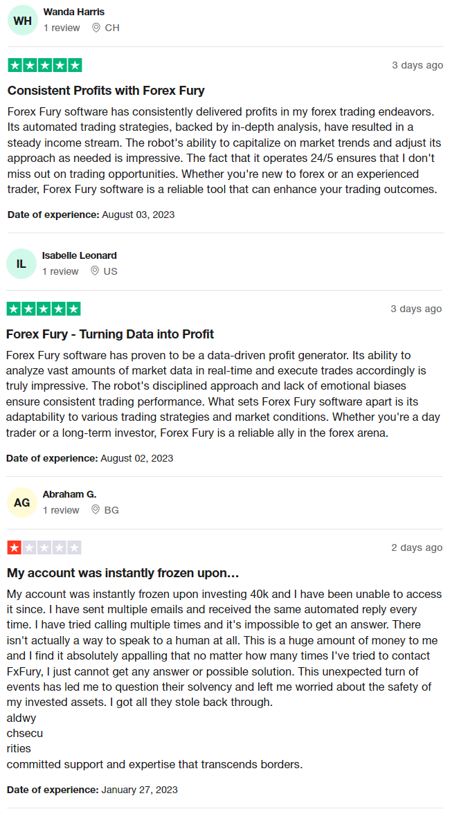 Forex Fury Review Customer Reviews