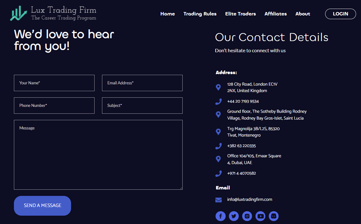 Lux Trading Firm Contact Support