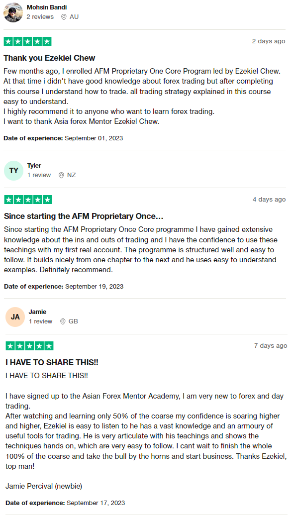 Asia Forex Mentor Members’ Testimonials