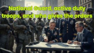National Guard, active duty troops, and who gives the orders