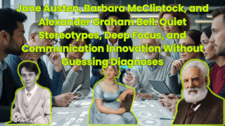Jane Austen, Barbara McClintock, and Alexander Graham Bell: Quiet Stereotypes, Deep Focus, and Communication Innovation Without Guessing Diagnoses